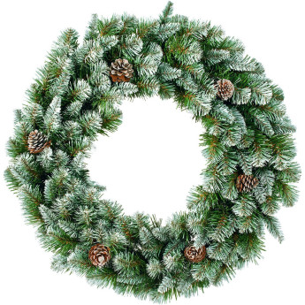 Венок хвойный Императрица TRIUMPH TREE с шишками заснеженная диам 45 см